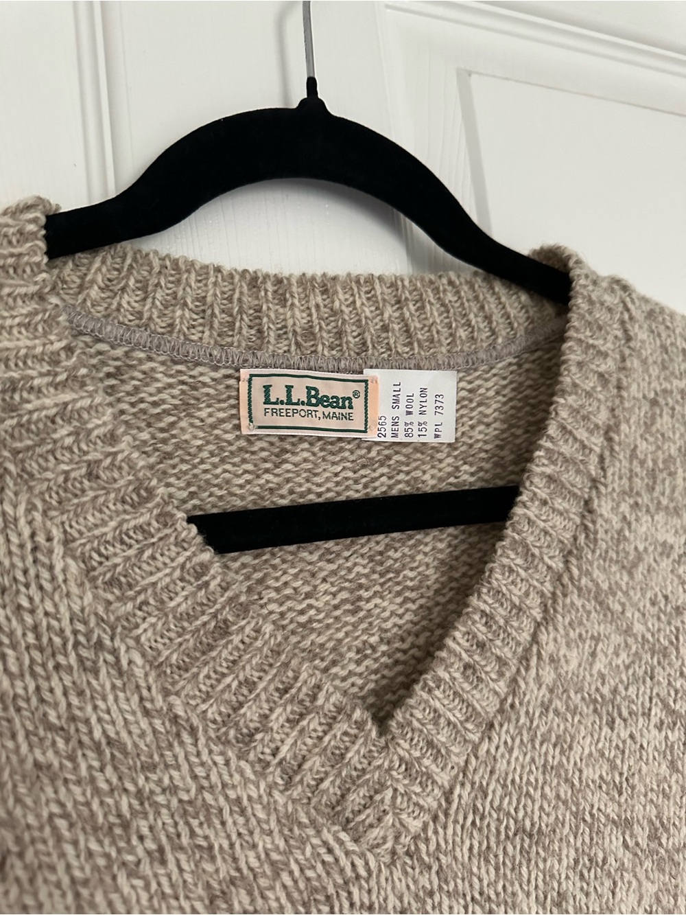 L.L. Bean Men's Oatmeal V-Neck Wool Sweater